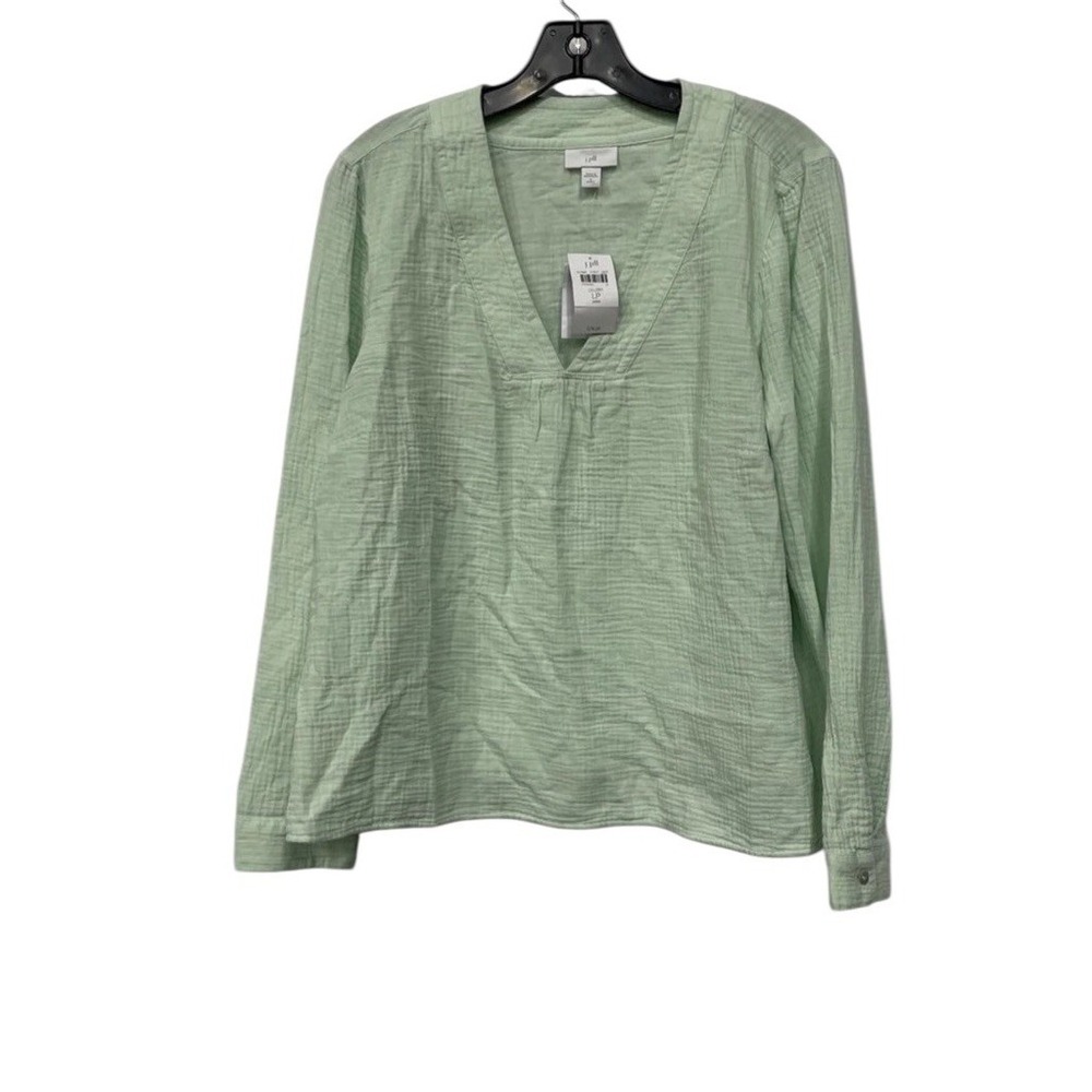 🔥J.Jill Cotton-Gauze 💚V-Neck  Tunic Blouse Boho Comfort Cool‎ Lg petite $79 - Picture 4 of 7